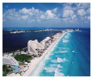 aerial view of a beach in Cancun, Mexic