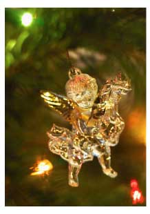 Christmas tree ornament of a golden angel
