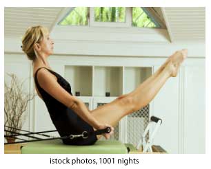woman doing core-strengthening Pilates exercise
